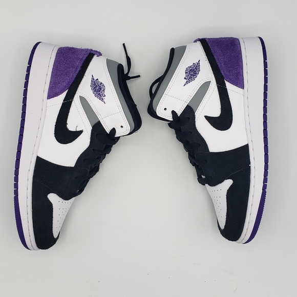 Nike Air Jordan 1 Mid SE GS White Court Purple - Picture 13 of 13